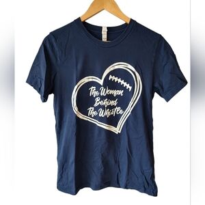 Bella & Canvas Navy Blue Short Sleeve The Woman Behind the Whistle T-shirt M